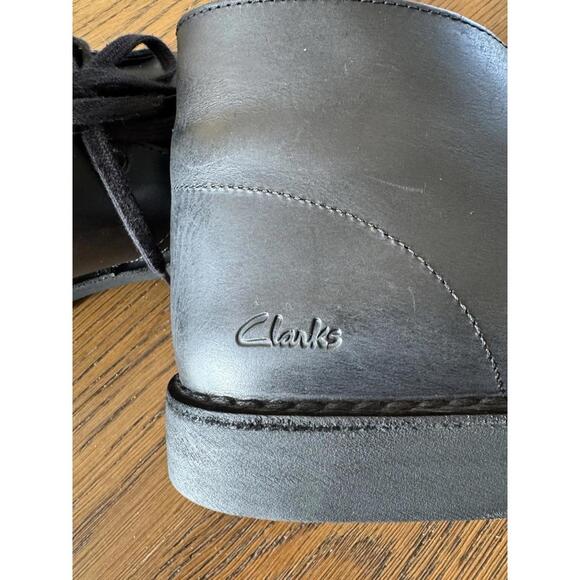 Clarks Desert Boot Men’s US 10 Black Leather Chukka Boots Classic Lace-Up - Picture 3 of 8